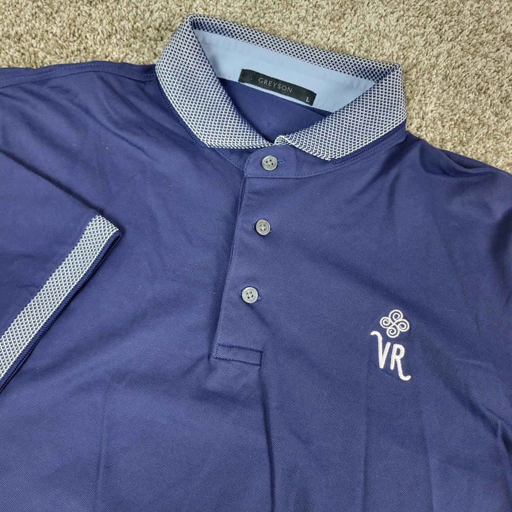 Greyson Mens Large Navy Performance Stretch Golf Polo Short Sleeve
